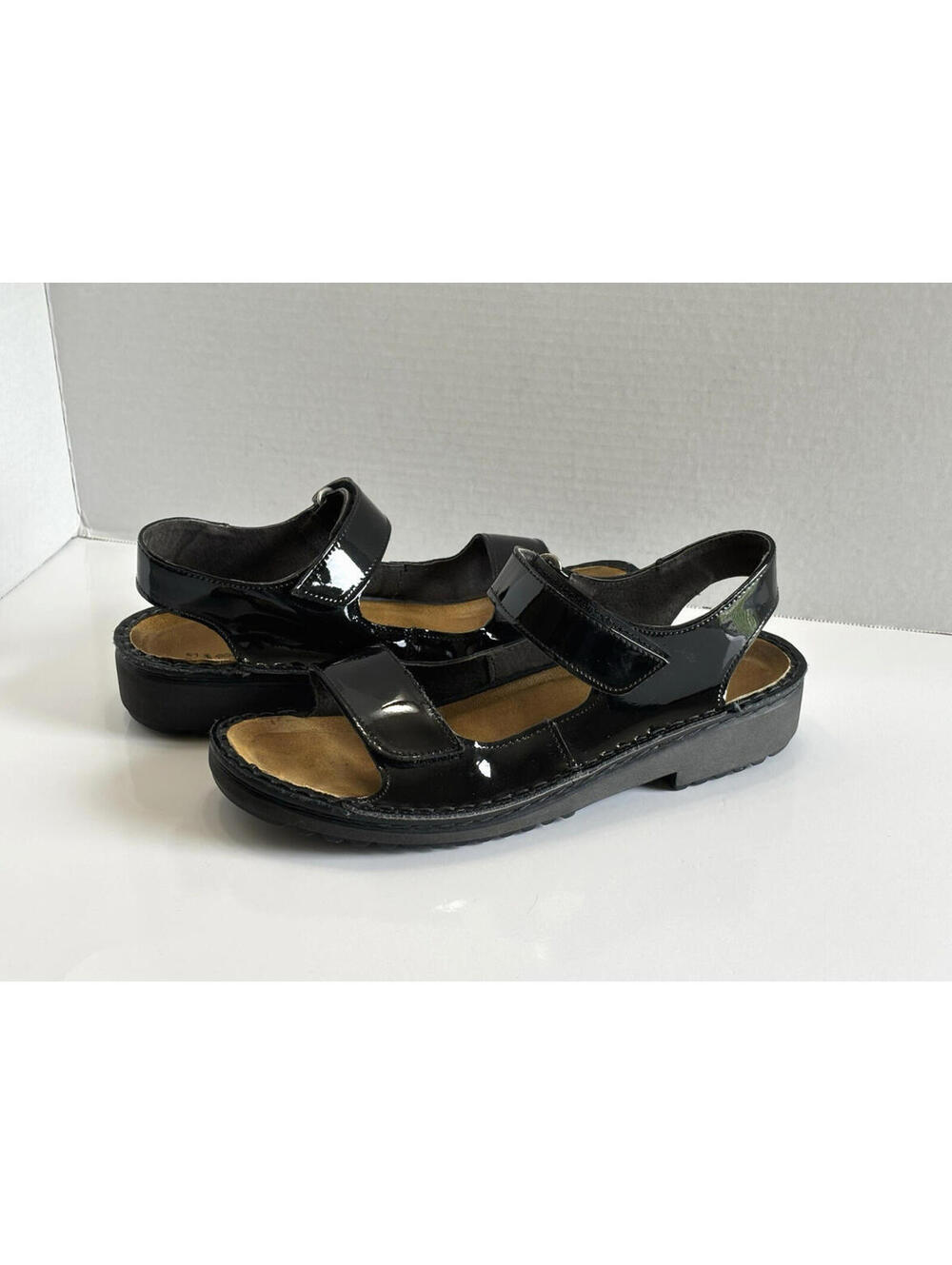 Naot Karenna Women's 9/40 Black Patent Leather Adjustable Straps Comfort Sandals